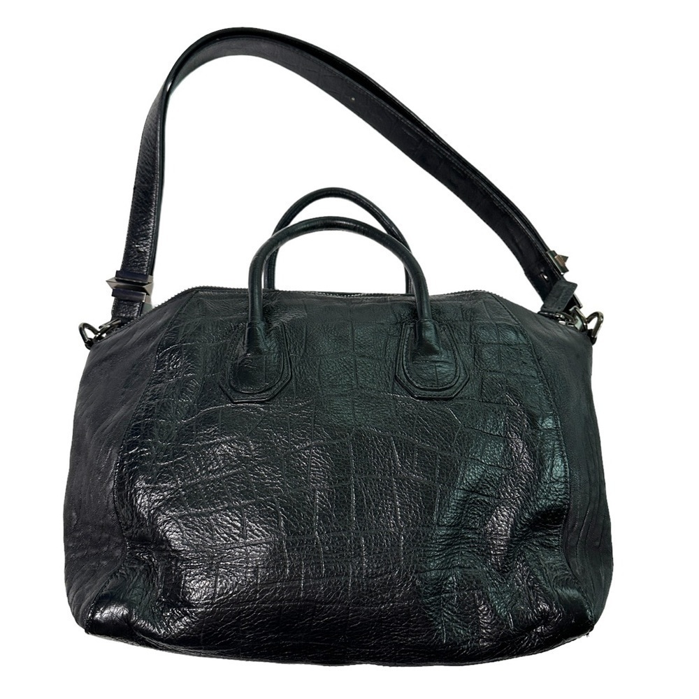 Vintage Givenchy Black Leather Croc Embossed Antigona Bag - Picture 13 of 14